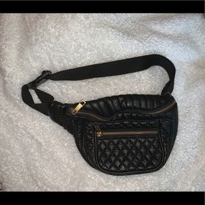 Black Leather Fanny Pack
